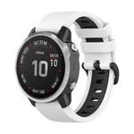 For Garmin Fenix 6S Pro 22mm Silicone Sports Two-Color Watch Band(White+Black)