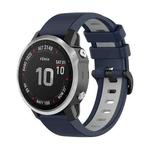 For Garmin Fenix 6S Pro 22mm Silicone Sports Two-Color Watch Band(Dark Blue+Grey)