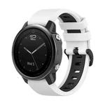 For Garmin Fenix 5S 22mm Silicone Sports Two-Color Watch Band(White+Black)