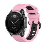 For Garmin Fenix 5S 22mm Silicone Sports Two-Color Watch Band(Pink+Black)