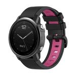 For Garmin Fenix 5S 22mm Silicone Sports Two-Color Watch Band(Black+Pink)