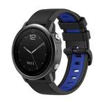 For Garmin Fenix 5S 22mm Silicone Sports Two-Color Watch Band(Black+Blue)
