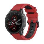 For Garmin Fenix 5S Plus 22mm Silicone Sports Two-Color Watch Band(Red+Black)