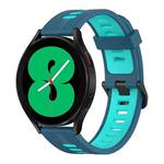 For Samsung Galaxy Watch 4 40mm 20mm Vertical Pattern Two-Color Silicone Watch Band(Blue+Water Duck)