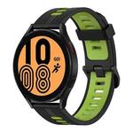 For Samsung Galaxy Watch 4 44mm 20mm Vertical Pattern Two-Color Silicone Watch Band(Black+Green)