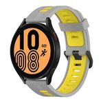 For Samsung Galaxy Watch 4 44mm 20mm Vertical Pattern Two-Color Silicone Watch Band(Grey+Yellow)