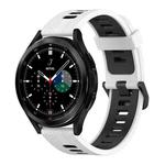 For Samsung Galaxy Watch 4 Classic 42mm 20mm Vertical Pattern Two-Color Silicone Watch Band(White+Black)