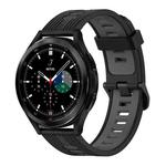 For Samsung Galaxy Watch 4 Classic 42mm 20mm Vertical Pattern Two-Color Silicone Watch Band(Black+Grey)