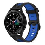 For Samsung Galaxy Watch 4 Classic 42mm 20mm Vertical Pattern Two-Color Silicone Watch Band(Black+Blue)