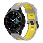 For Samsung Galaxy Watch 4 Classic 42mm 20mm Vertical Pattern Two-Color Silicone Watch Band(Grey+Yellow)