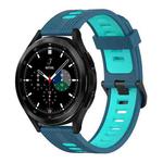 For Samsung Galaxy Watch 4 Classic 42mm 20mm Vertical Pattern Two-Color Silicone Watch Band(Blue+Water Duck)