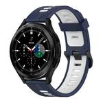 For Samsung Galaxy Watch 4 Classic 42mm 20mm Vertical Pattern Two-Color Silicone Watch Band(Dark Blue+White)