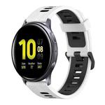 For Samsung Galaxy Watch Active 2 40mm 20mm Vertical Pattern Two-Color Silicone Watch Band(White+Black)