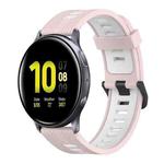 For Samsung Galaxy Watch Active 2 40mm 20mm Vertical Pattern Two-Color Silicone Watch Band(Pink+White)