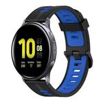 For Samsung Galaxy Watch Active 2 40mm 20mm Vertical Pattern Two-Color Silicone Watch Band(Black+Blue)