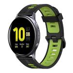 For Samsung Galaxy Watch Active 2 40mm 20mm Vertical Pattern Two-Color Silicone Watch Band(Black+Green)