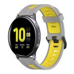 For Samsung Galaxy Watch Active 2 40mm 20mm Vertical Pattern Two-Color Silicone Watch Band(Grey+Yellow)