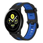 For Samsung Galaxy Watch Active 40mm 20mm Vertical Pattern Two-Color Silicone Watch Band(Black+Blue)