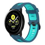 For Samsung Galaxy Watch Active 40mm 20mm Vertical Pattern Two-Color Silicone Watch Band(Blue+Water Duck)