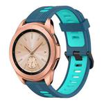 For Samsung Galaxy watch 42mm 20mm Vertical Pattern Two-Color Silicone Watch Band(Blue+Water Duck)