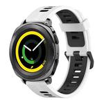 For Samsung Gear Sport 20mm Vertical Pattern Two-Color Silicone Watch Band(White+Black)
