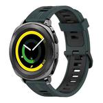 For Samsung Gear Sport 20mm Vertical Pattern Two-Color Silicone Watch Band(Olive Green + Black)