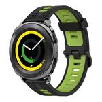 For Samsung Gear Sport 20mm Vertical Pattern Two-Color Silicone Watch Band(Black+Green)