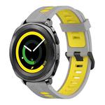 For Samsung Gear Sport 20mm Vertical Pattern Two-Color Silicone Watch Band(Grey+Yellow)