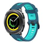 For Samsung Gear Sport 20mm Vertical Pattern Two-Color Silicone Watch Band(Blue+Water Duck)
