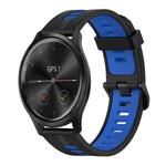 For Garmin Move Style 20mm Vertical Pattern Two-Color Silicone Watch Band(Black+Blue)