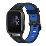 For Garmin Venu sq 20mm Vertical Pattern Two-Color Silicone Watch Band(Black+Blue)