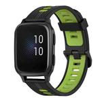 For Garmin Venu sq 20mm Vertical Pattern Two-Color Silicone Watch Band(Black+Green)