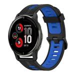 For Garmin Venu 2 Plus 20mm Vertical Pattern Two-Color Silicone Watch Band(Black+Blue)