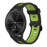 For GarminMove 3 20mm Vertical Pattern Two-Color Silicone Watch Band(Black+Green)