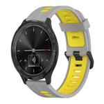 For GarminMove 3 20mm Vertical Pattern Two-Color Silicone Watch Band(Grey+Yellow)