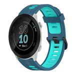 For Garmin Forerunner 158 20mm Vertical Pattern Two-Color Silicone Watch Band(Blue+Water Duck)