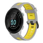 For Garmin Forerunner 55 20mm Vertical Pattern Two-Color Silicone Watch Band(Grey+Yellow)