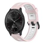 For Garmin Vivomove3 20mm Vertical Pattern Two-Color Silicone Watch Band(Pink+White)