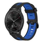 For Garmin Vivomove3 20mm Vertical Pattern Two-Color Silicone Watch Band(Black+Blue)