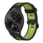 For Garmin Vivomove3 20mm Vertical Pattern Two-Color Silicone Watch Band(Black+Green)