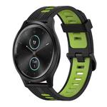 For Garmin Vivomove 20mm Vertical Pattern Two-Color Silicone Watch Band(Black+Green)