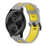 For Garmin Vivomove 20mm Vertical Pattern Two-Color Silicone Watch Band(Grey+Yellow)