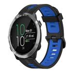 For Garmin Forerunner 645 20mm Vertical Pattern Two-Color Silicone Watch Band(Black+Blue)