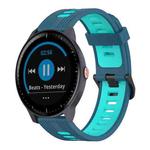 For Garmin Vivoactive 3 Music 20mm Vertical Pattern Two-Color Silicone Watch Band(Blue+Water Duck)