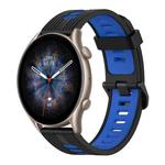 For Amazfit GTR 3 pro 22mm Vertical Pattern Two-Color Silicone Watch Band(Black+Blue)