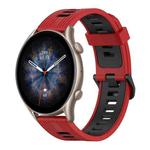 For Amazfit GTR 3 pro 22mm Vertical Pattern Two-Color Silicone Watch Band(Red+Black)