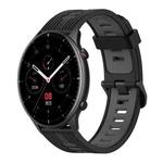 For Amazfit GTR 2 22mm Vertical Pattern Two-Color Silicone Watch Band(Black+Grey)