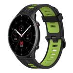 For Amazfit GTR 2 22mm Vertical Pattern Two-Color Silicone Watch Band(Black+Green)