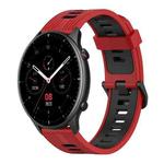 For Amazfit GTR 2 22mm Vertical Pattern Two-Color Silicone Watch Band(Red+Black)