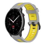 For Amazfit GTR 2 22mm Vertical Pattern Two-Color Silicone Watch Band(Grey+Yellow)